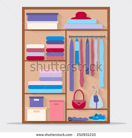 Wardrobe For Cloths  Closet With Clothes Bags Boxes And Shoes  Flat