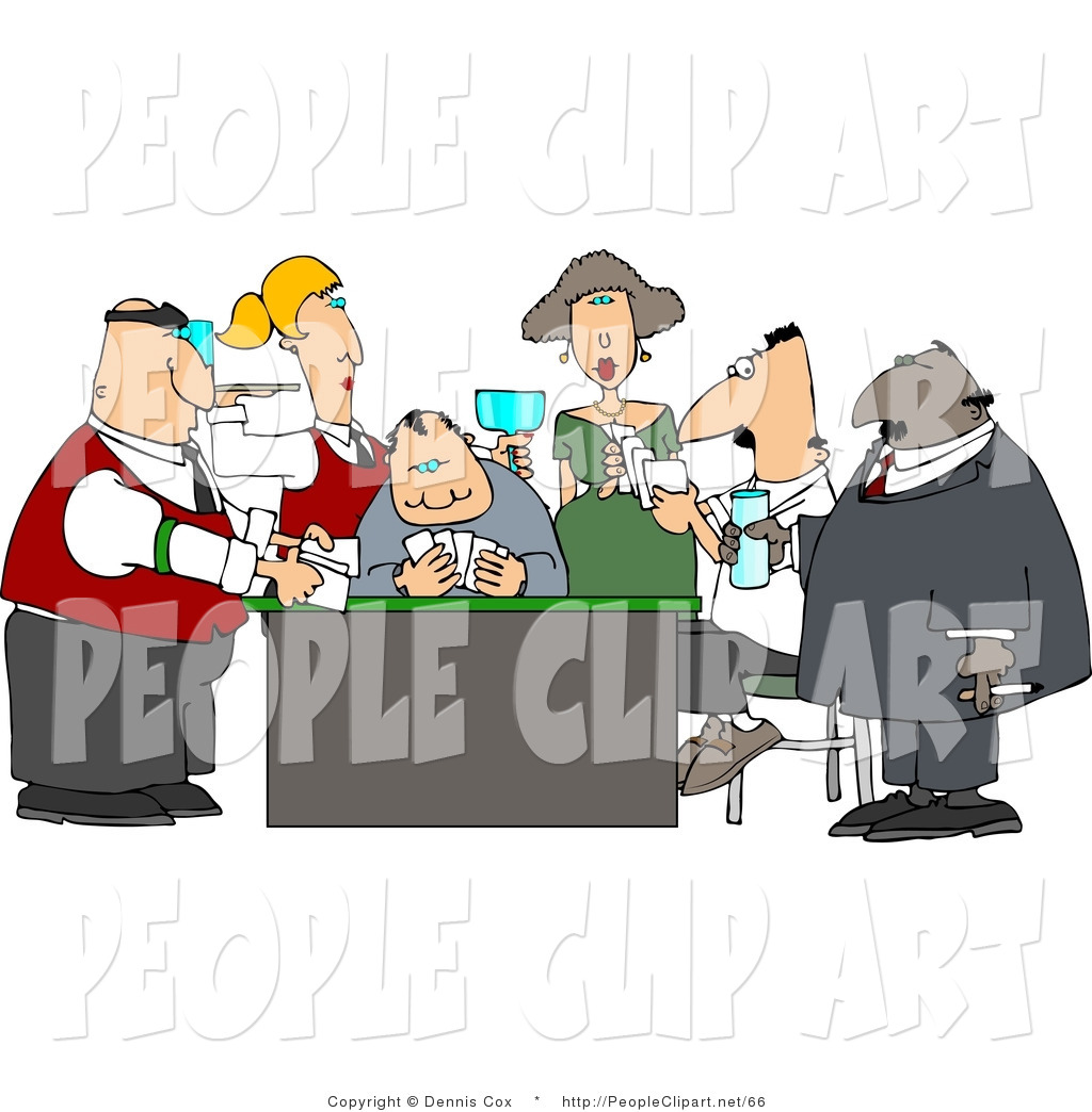 Clip Art Of Caucasian Casino Gamblers Playing Poker Game By Dennis Cox