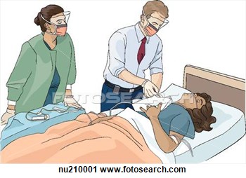 Clipart Of Nurse And Doctor Wearing Face Shields And Masks Perform