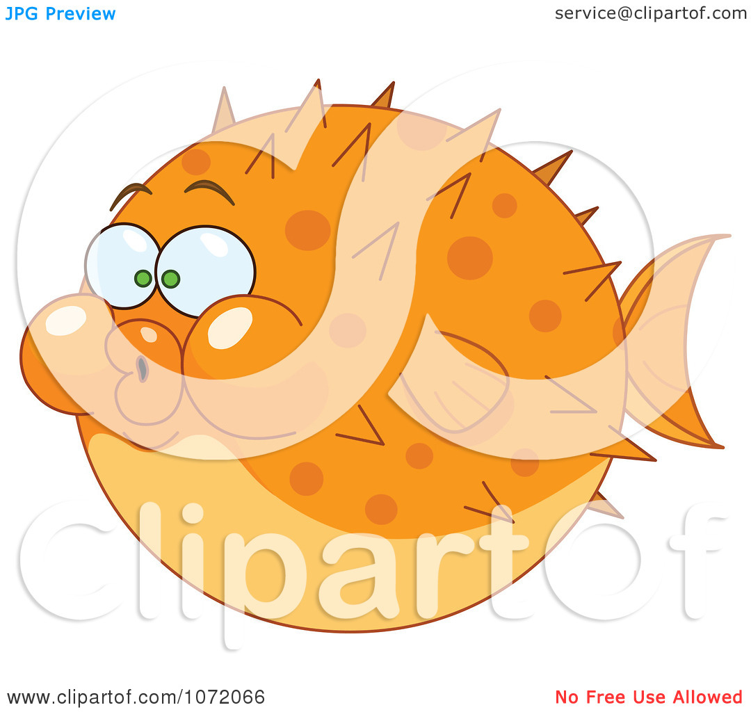 Clipart Orange Blow Puffer Fish   Royalty Free Vector Illustration By
