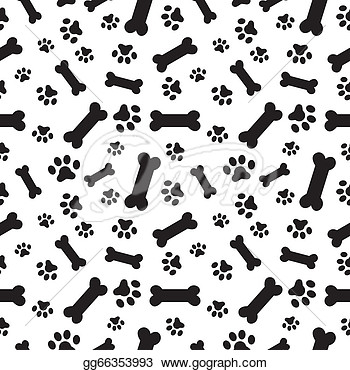       Dog Bones And Paws Pattern  Stock Clip Art Gg66353993   Gograph
