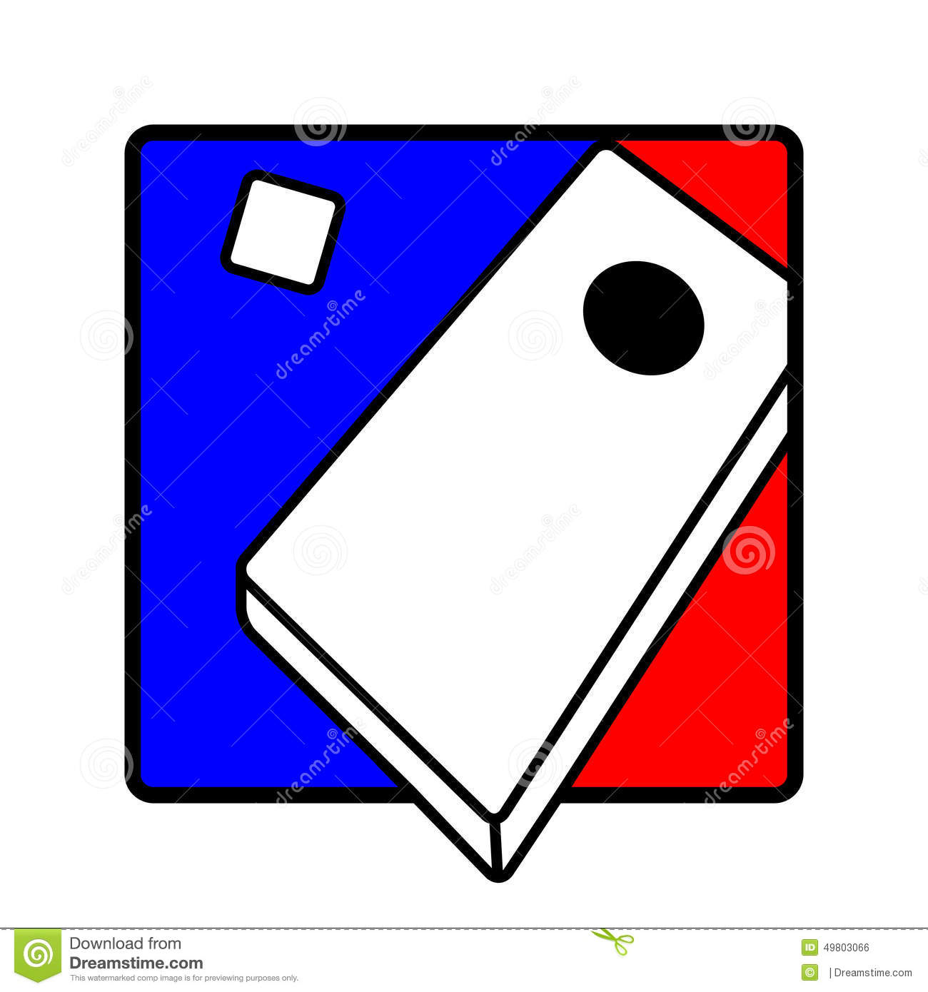 Icon Graphic Of A Corn Hole Game Showing The Board And Bag