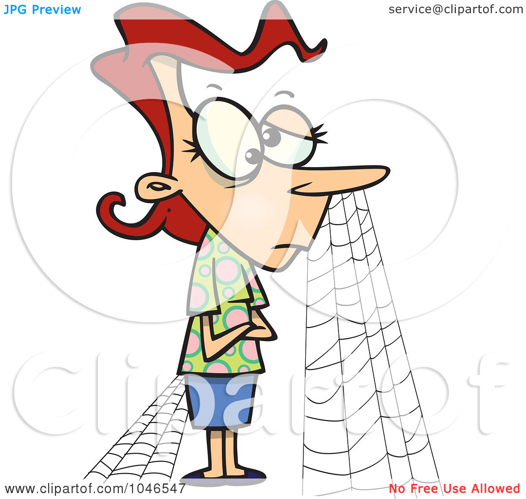 Illustration Of A Cartoon Patient Woman With Cobwebs By Ron Leishman