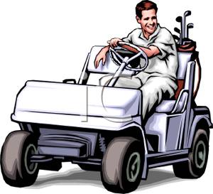 Man Driving A Golf Cart   Royalty Free Clipart Picture