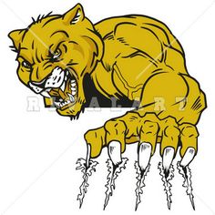 Mascot Clipart Image Of Panthers Cougars Tearing Ripping Claw Marks