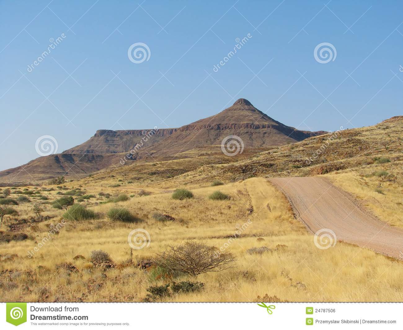 Namibian Gravel Road With Mountains In Background Royalty Free Stock