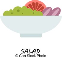 Salad In Bowl On White Background Illustration Of Isolated Clipart