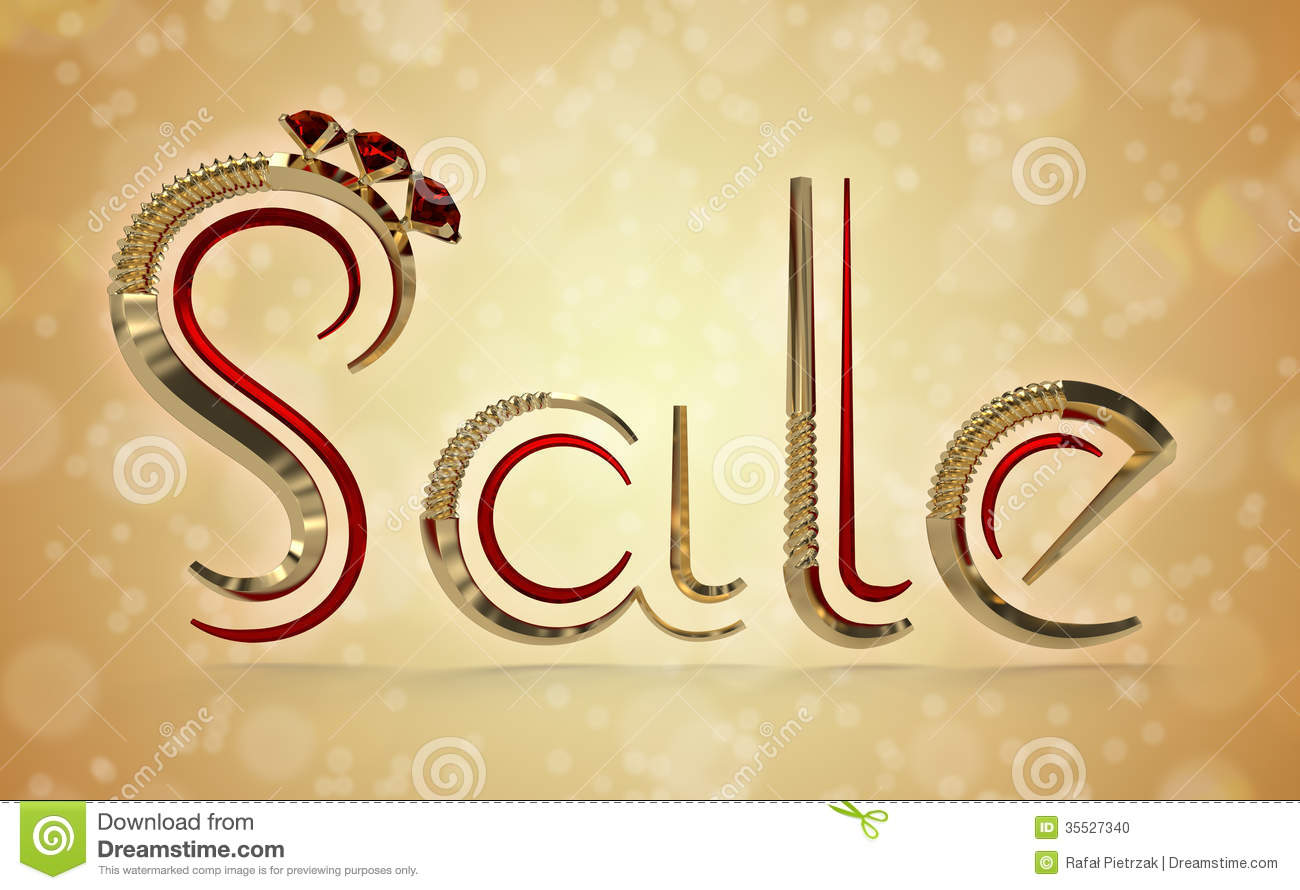 Sale Jewelry Is 3d Render Of Gold Jewelry Sale Word On Gold Background    