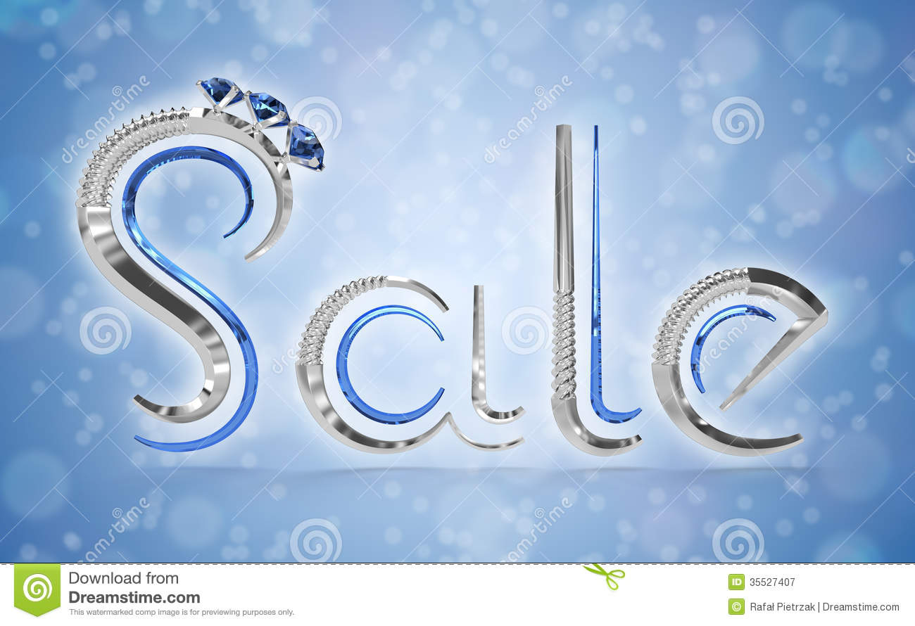 Sale Jewelry Is 3d Render Of Silver Jewelry Sale Word On Blue    