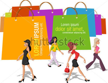 Shopping Paper Bags And Pretty Women Walking Stock Vector   Clipart Me
