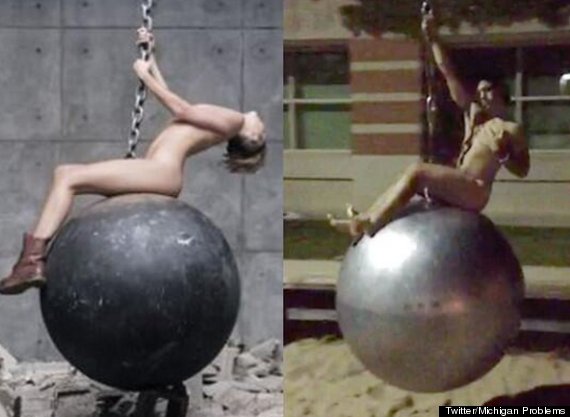 Students  Miley Cyrus Wrecking Ball Imitations See Gvsu Take Down
