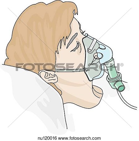 View Of Head And Shoulders Of Patient Wearing A Venturi Oxygen Mask