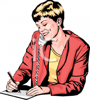 0511 0810 1901 5339 Woman Taking A Telephone Message Clipart Image Jpg