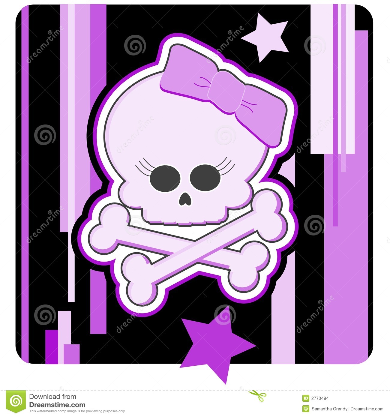 Cartoon Illustration Of A Girly Skull And Crossbones
