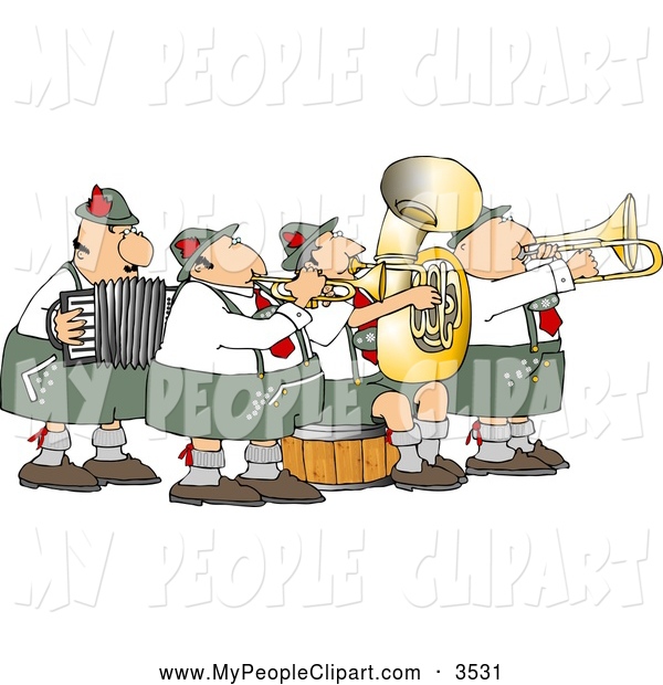 Clip Art Of A Goofy German Band Playing Musical Instruments Together