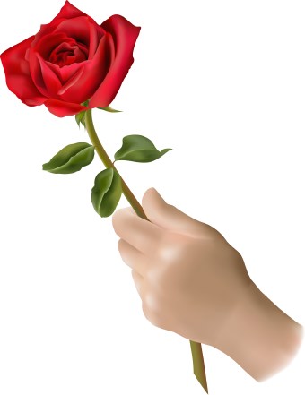 Clip Art Of A Hand Holding A Single Red Rose Flower