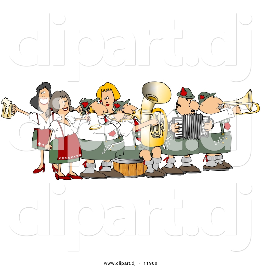 Clipart Of A Cartoon Band Playing Festive Oktoberfest Music By Djart
