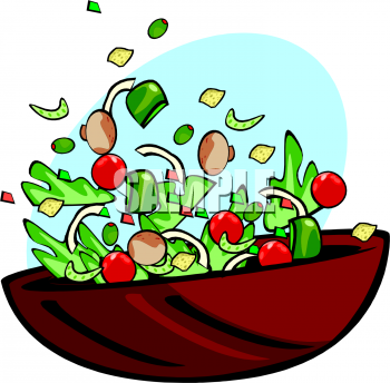 Clipart Picture Of A Tossed Salad In A Wooden Bowl   Foodclipart Com
