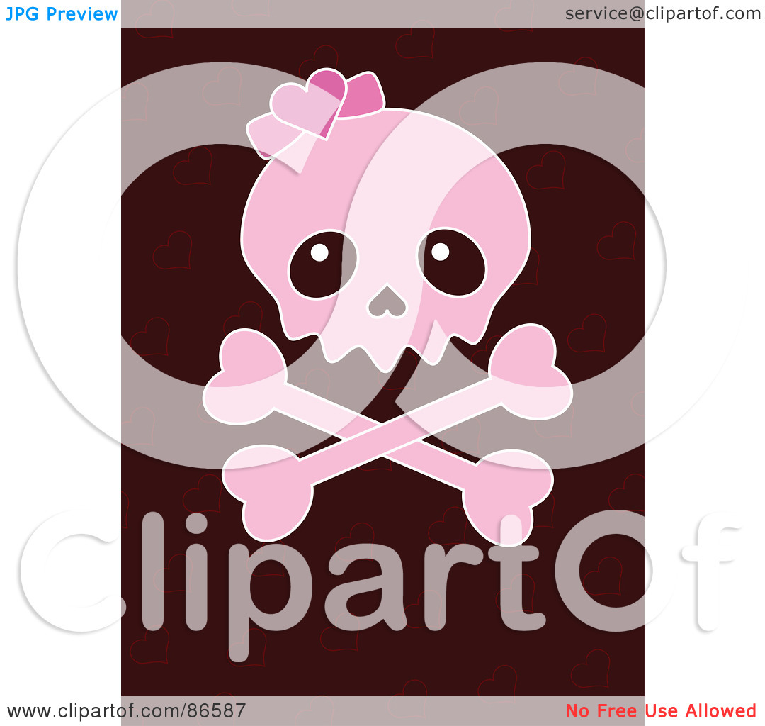 Free  Rf  Clipart Illustration Of A Pink Girly Skull And Crossbones