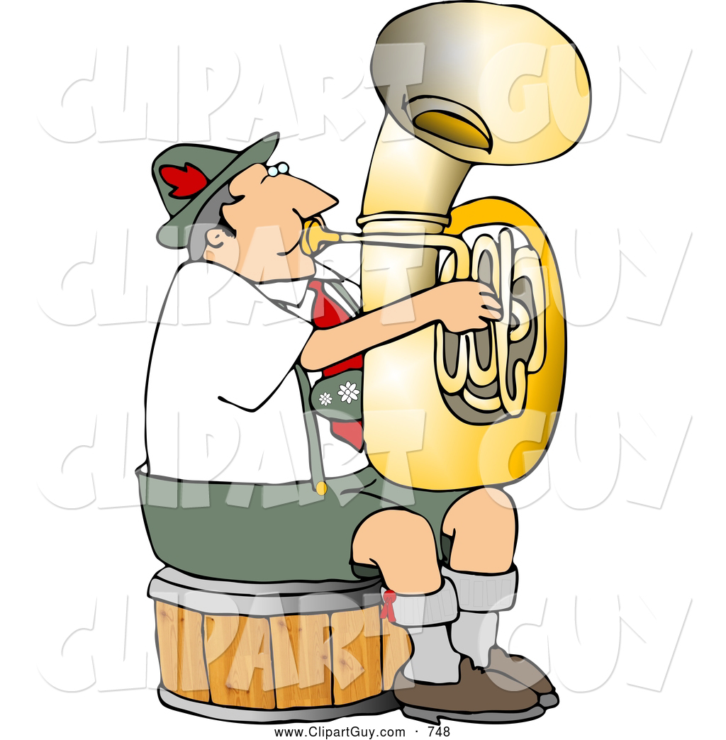 German Tuba Player Practicing By Himself For A Band German Trumpet