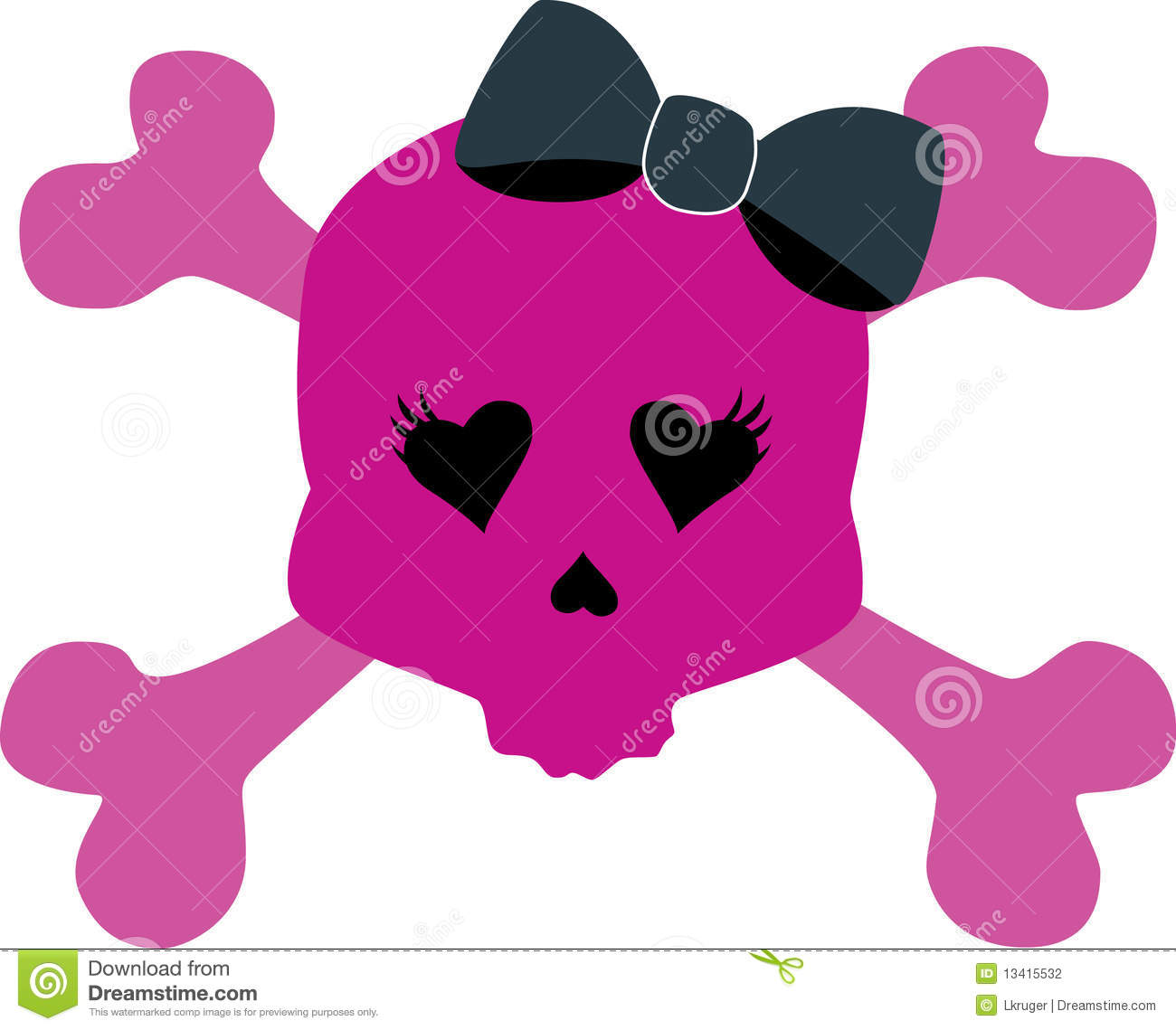 Girly Skull With Bow Stock Photography   Image  13415532