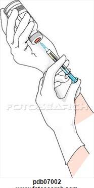 Gloved Hands Filling A Hypodermic Syringe  Pdb07002   Search Clipart