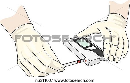 Gloved Hands Of Health Care Professional Place Strip Into Meter  View