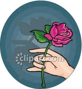 Hand Holding A Pink Rose Royalty Free Clipart Picture