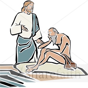 Jesus Heals The Blind Man By Bethsaida Pool   New Testament Clipart