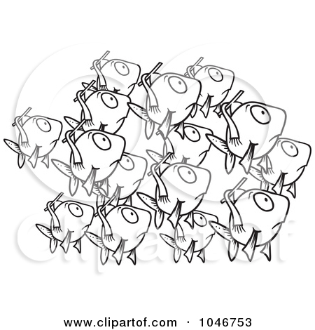      Of A Cartoon Black And White Outline Design Of A School Of Fish Jpg
