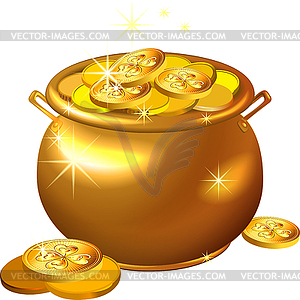 St  Patrick S Day Gold Pot With Coins   Vector Clipart