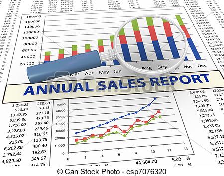 Stock Illustration Of 3d Magnifier And Sales Report   3d Magnifying