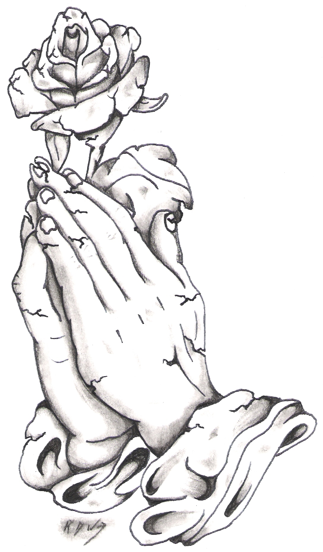 Stone Praying Hands And Rose By Bassplayer39 On Deviantart