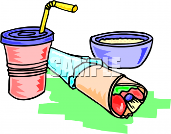       This Image Shows A Lidded Cup Of Soda A Wrap And A Side Dish