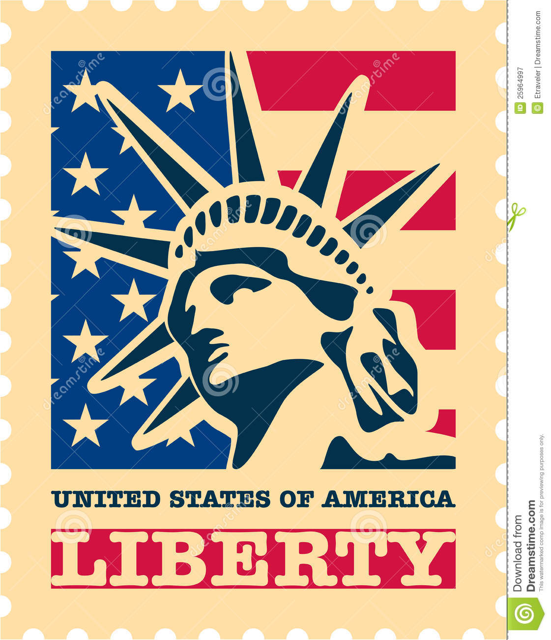 Usa Postage Stamp  Statue Of Liberty  American Symbol  American Flag