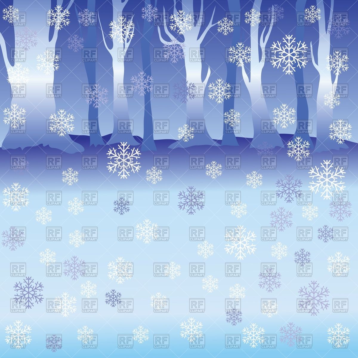 Winter Landscape With Snow And Forest Silhouette Download Royalty