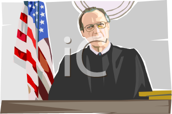     5221 Realistic Style Judge Sitting In Robes On The Bench Clipart Image