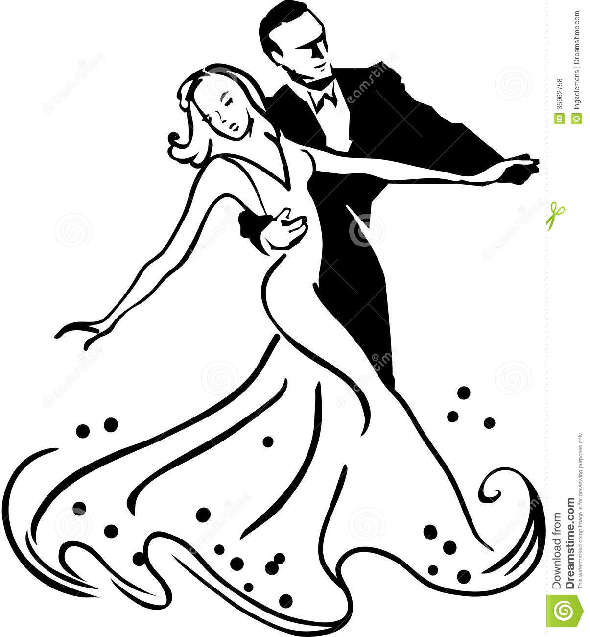 Ballroom Dance Dancers Black White Clipart 36962758 Jpg