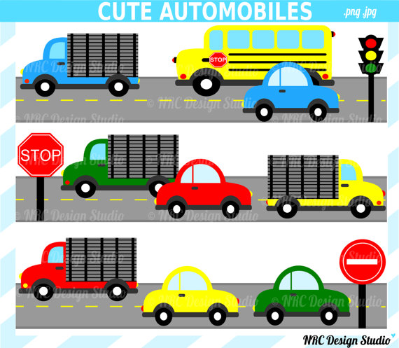 Clip Art   Cute Automobiles Clip Art   Digital Cars Bus Truck Clipart