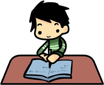 Clip Art Of A Boy Sitting At A Desk Writing In A Book