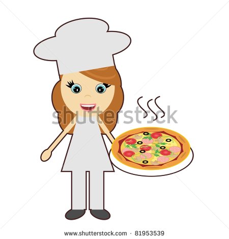 Cock Girl With Pizza On White Background Stock Photo 81953539