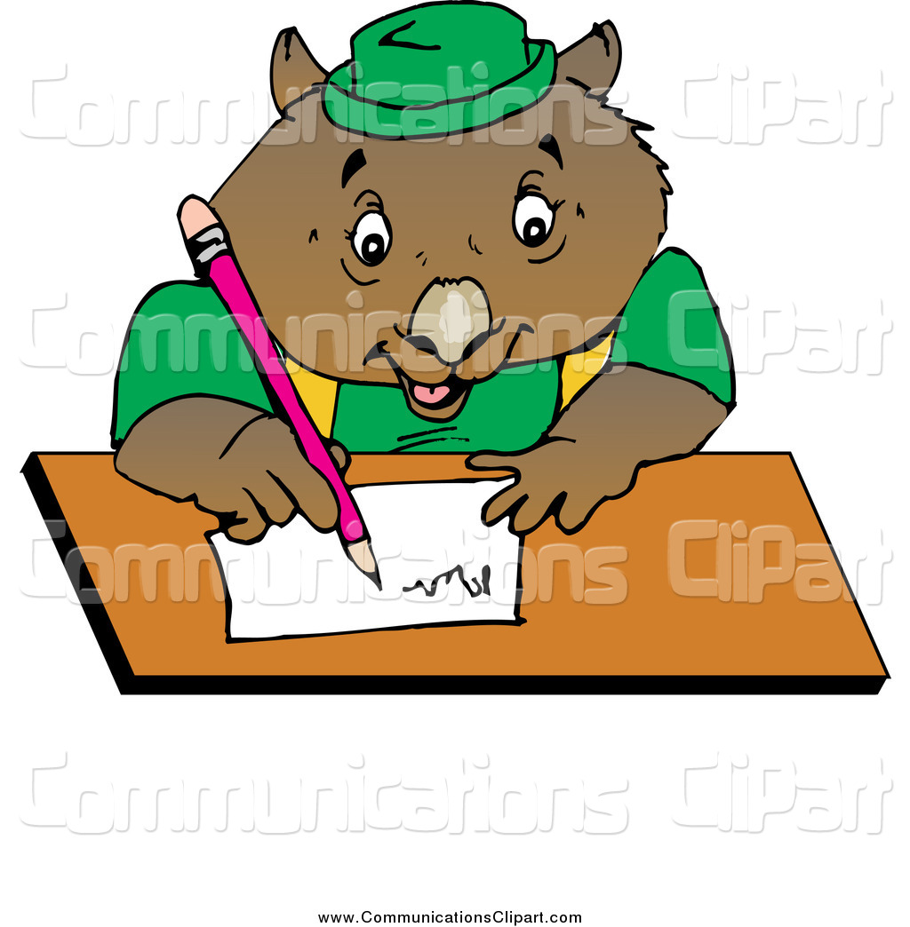 Communication Clipart Of A Wombat Writing At A Desk By Dennis Holmes