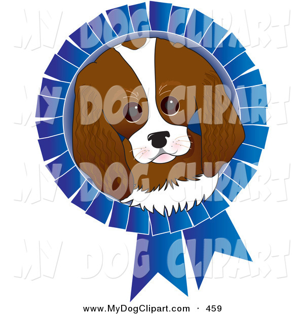     Dog Face On A Blue Prize Ribbon For A Dog Show On White By Maria Bell