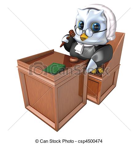 Drawing Of Judge Owl And Court Bench   3d Rendering Render Judge Owl