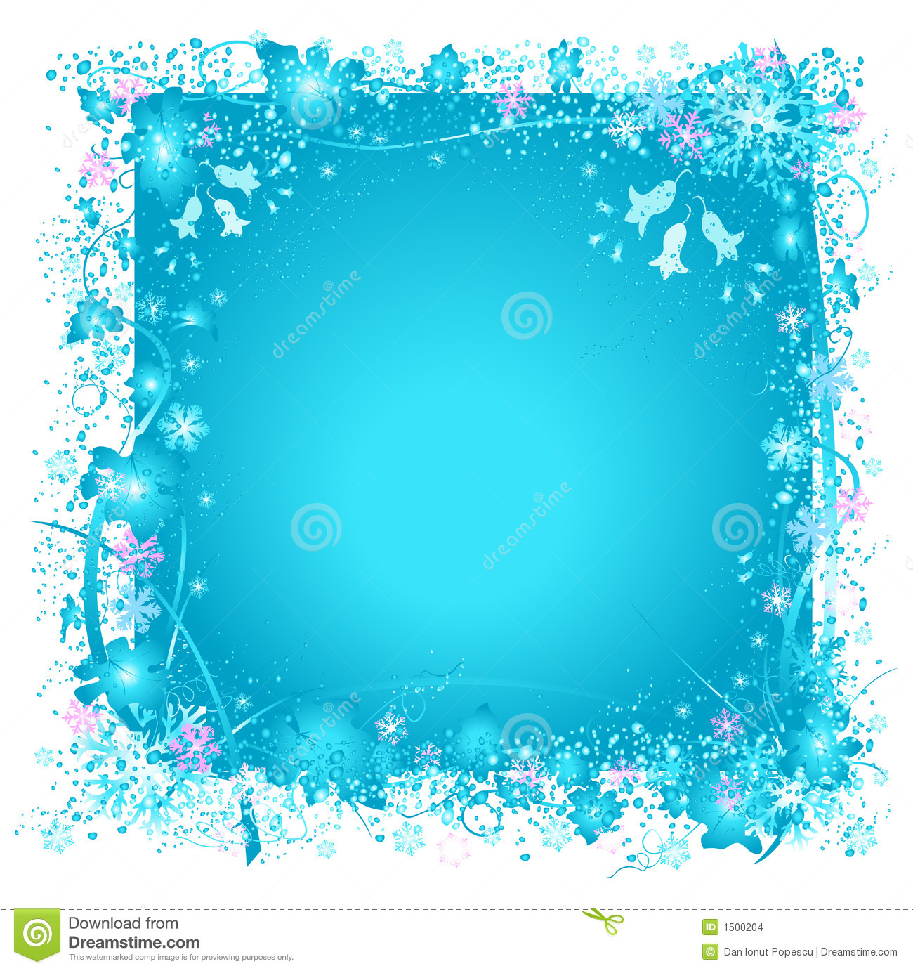 Frozen Nature Snowflakes And Ice Decorative Frame With Snowflakes