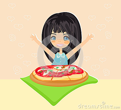 Girl Eating Pizza Clipart Beautiful Girl Eating Pizza Illustration