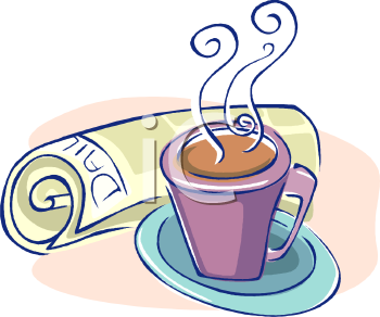 Hot Coffee And The Morning Paper Royalty Free Clip Art Illustration