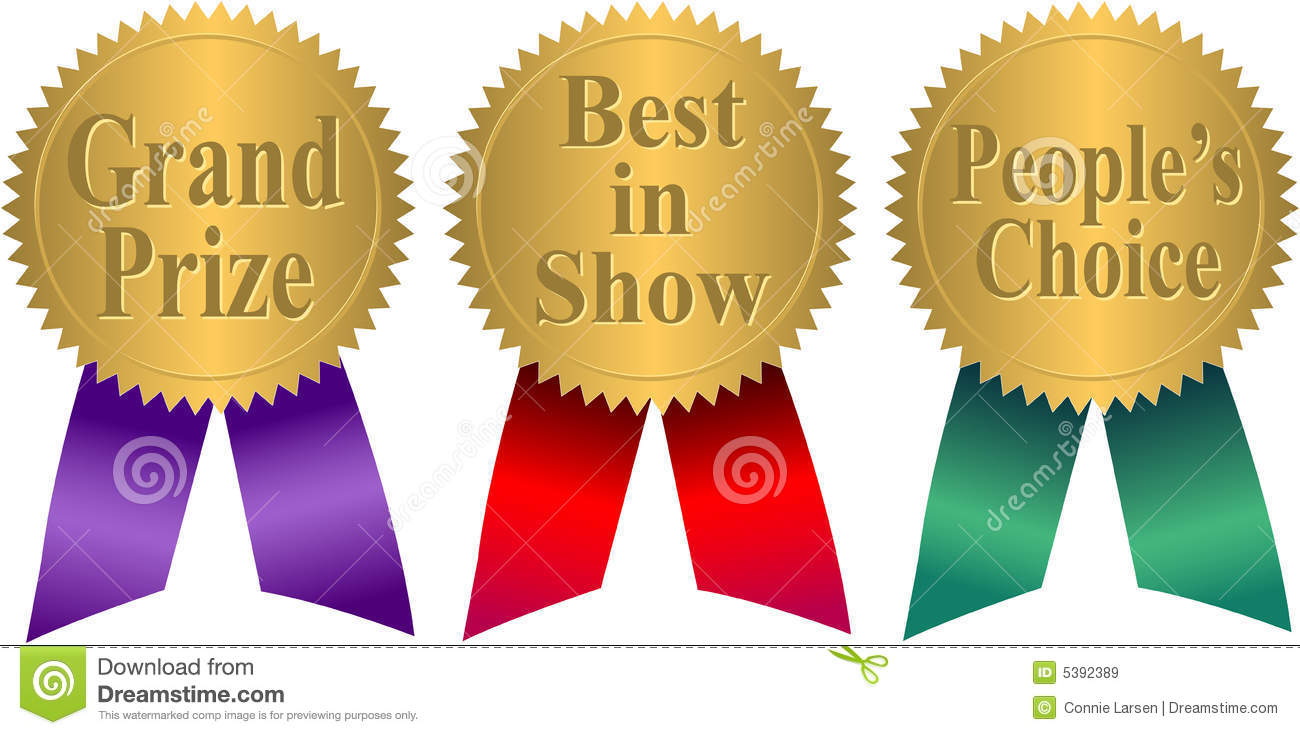 Illustration Of Three Award Ribbons Grand Prize Best In Show People
