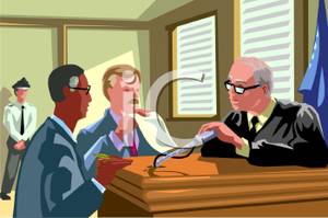 Judge Talking To Attorneys At The Bench   Royalty Free Clipart Picture