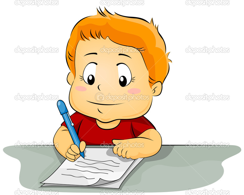 Kid Writing On Paper   Stock Photo   Lenmdp  7598945